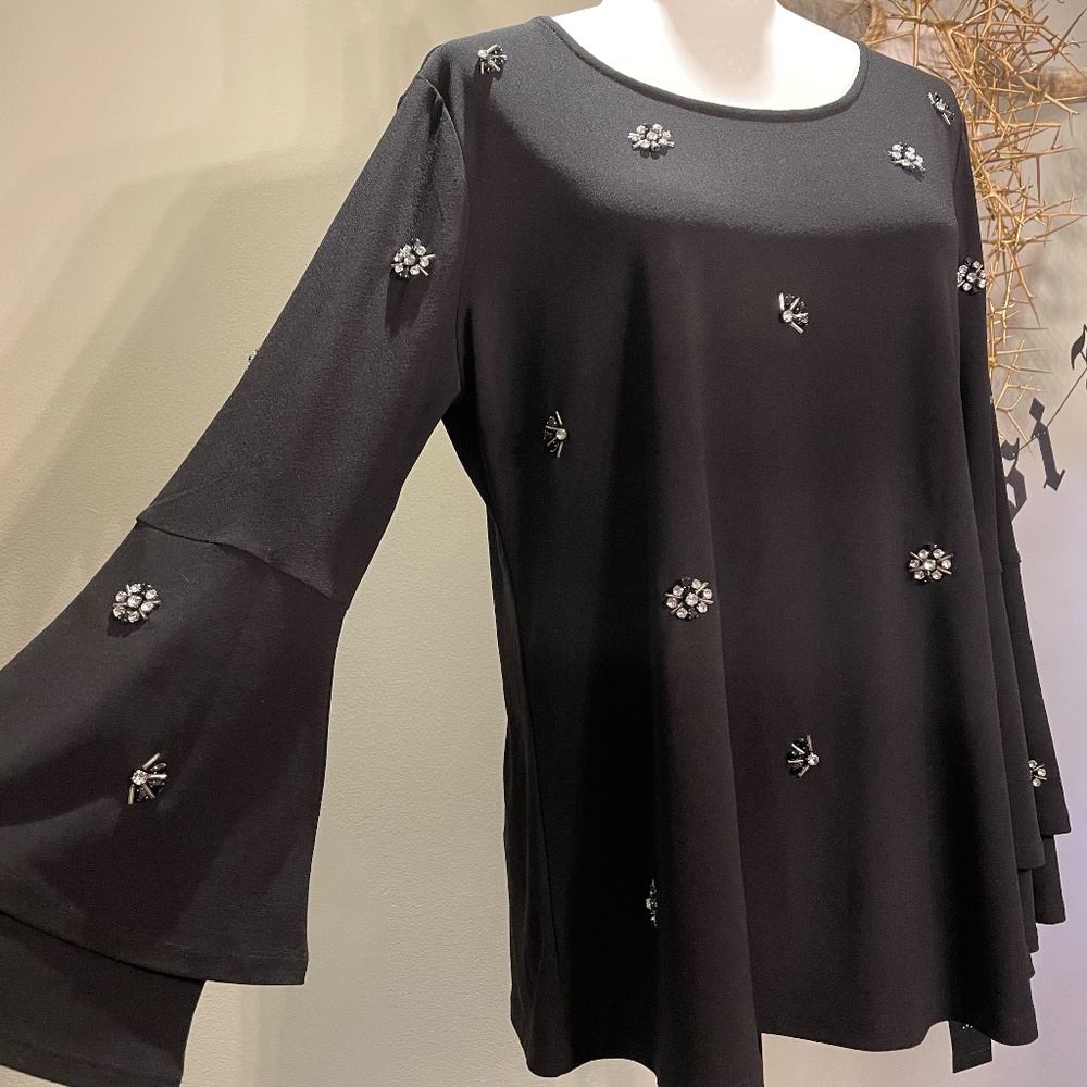 ALFANI * Bejewelled Poet Sleeve Top BNWT